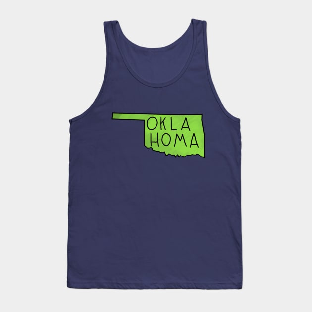 The State of Oklahoma - Green Outline Tank Top by loudestkitten